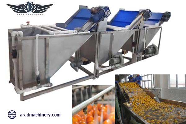 دستگاه شستشوی میوه صنعتی در خط تولید میوه خشک شکری